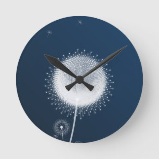 Elegante Blaue Löwenzahn-Wanduhr Runde Wanduhr