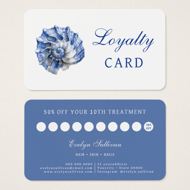 Elegante blaue Loyalitätskarte (Vorne & Hinten)