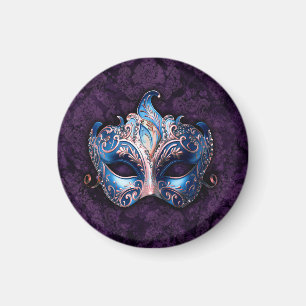 Elegante blaue Maskenballmaske Magnet