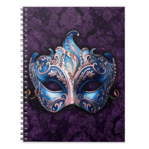 Elegante blaue Maskenballmaske Notizblock