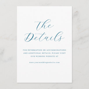 Elegante blaue minimalistische Hochzeits-Detailkar Begleitkarte