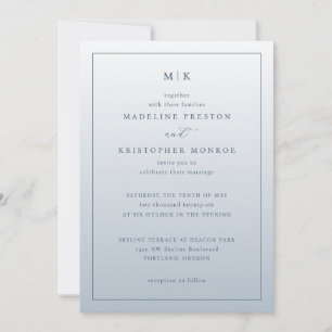 Elegante Blaue Minimalistische Hochzeitseinladung Einladung