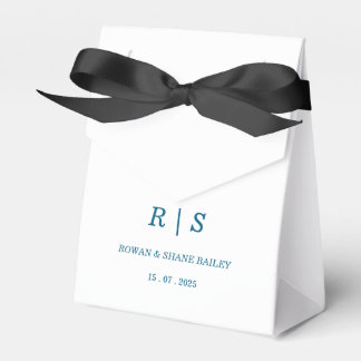 Elegante blaue Monogramm-Geschenkbox für die Hochz Geschenkschachtel