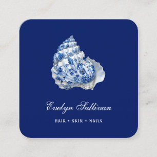 Elegante blaue Muschellogo-Visitenkarte Quadratische Visitenkarte