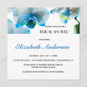 Elegante blaue Orchideen-Brautparty-Einladung Einladung