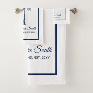 Elegante Blaue Palme Personalisiert Badhandtuch Set