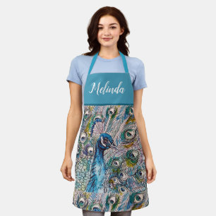 Elegante Blaue Pfaue Watercolor Schürze