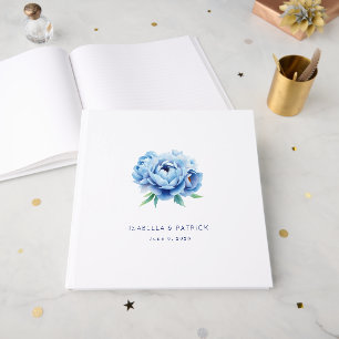 Elegante Blaue Pfingstrosen-Hochzeitseinladung Gästebuch