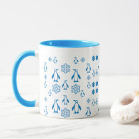 Elegante blaue Pinguine mit Schneeflocken