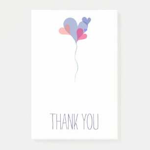 Elegante, blaue Rosa Ballonherzen minimalistisch Post-it Klebezettel