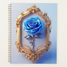 Elegante blaue Rose in Verziertem Goldrahmen