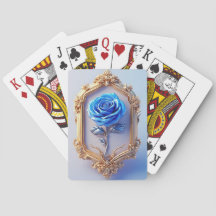 Elegante blaue Rose in Verziertem Goldrahmen