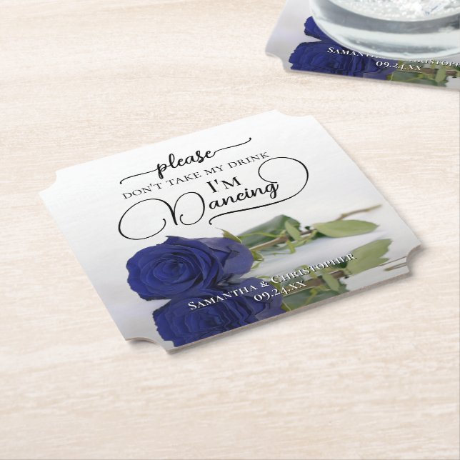 Elegante blaue Rose Nimm meine Trinkehe nicht mit. Untersetzer (angewinkelt)