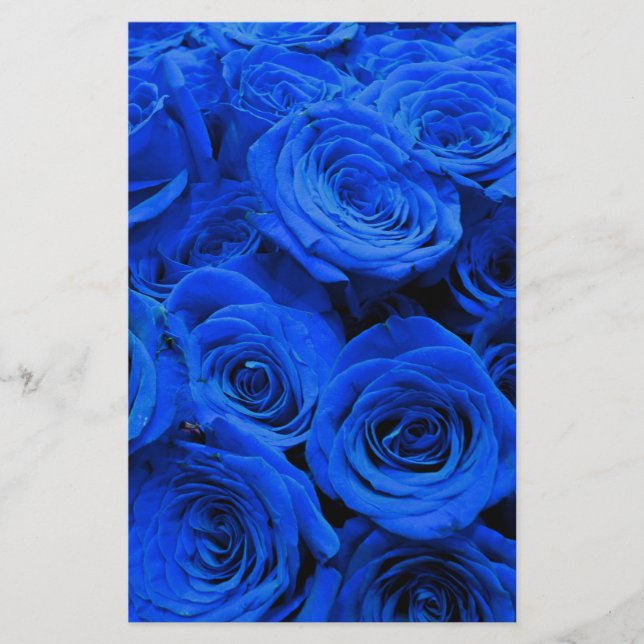 Elegante blaue Rosen blaue Blumen blaues Florales Briefpapier (Vorderseite)