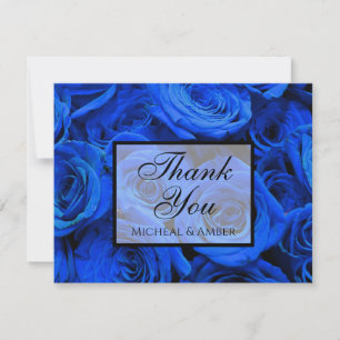 Elegante blaue Rosen blaue Blumen blaues Florales Dankeskarte