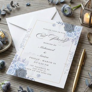 Elegante Blaue Rosen Eid Party-Einladung Einladung