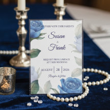 Elegante Blaue Rosen-Wasserfarben-Hochzeit