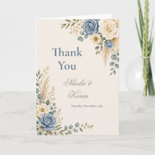 Elegante Blaue Rosen Zeremonie Dankeskarte