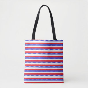 Elegante blaue rote weiße Streifen Tasche