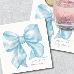 Elegante Blaue Schleife Baby Shower Serviette