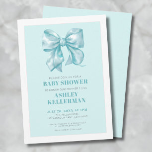 Elegante Blaue Schleife Babyparty Einladung