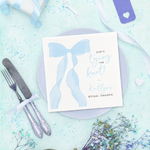 Elegante blaue Schleife Hochzeitsdusche 'Die Knote Serviette