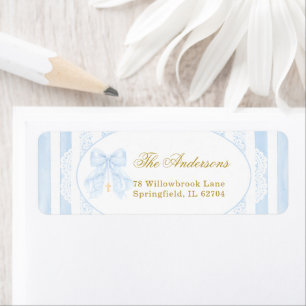 Elegante blaue Schleifen Streifen Spitze