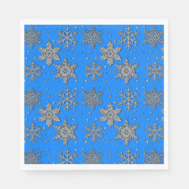Elegante blaue Schneeflocken Serviette