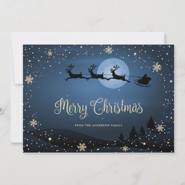 Elegante Blaue Schneeflocken Weihnachten (Vorderseite)