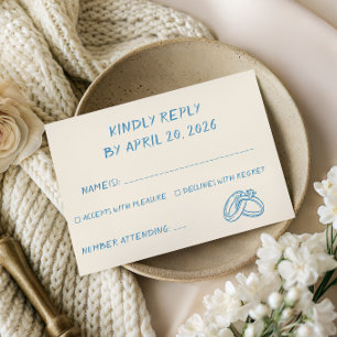 Elegante Blaue Schrift-Typografie Minimalistische  RSVP Karte