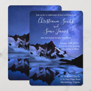Elegante Blaue Sterne Nacht im Snowy Gebirge Einladung