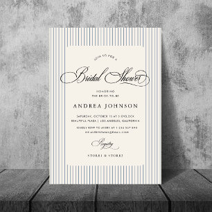 Elegante Blaue Streifen Country Club Bridal Shower Einladung
