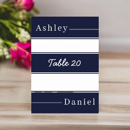 Elegante blaue Streifen Delikate Hochzeit Tischnummer