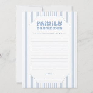 Elegante blaue Streifen Familien Traditionen Baby Einladung