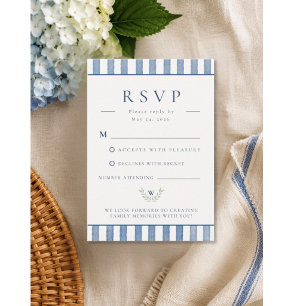 Elegante blaue Streifen-Familientreffen-RSVP-Karte Dankeskarte