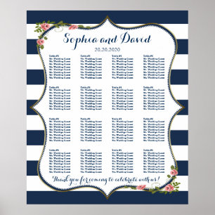 Elegante blaue Streifen für Hochzeiten Poster
