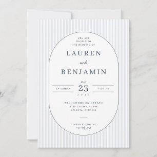 Elegante blaue Streifen Hochzeitseinladung Einladung