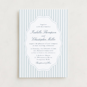Elegante Blaue Streifen-Klassische Hochzeitseinlad Einladung