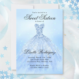 Elegante Blaue Sweet Sixteen 16. Geburtstagsfeier Einladung