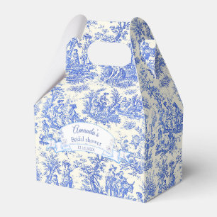 Elegante blaue Toile de Jouy Junggesellinnenabschi Geschenkschachtel