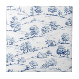 Elegante blaue Toile-Vintage-französische pastoral Fliese