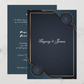 Elegante blaue Türkis und Gold Moderne Einladung