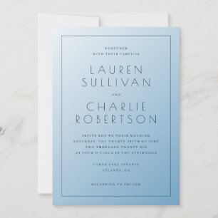 Elegante blaue typografische Hochzeit Einladung