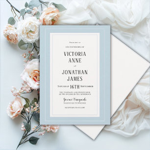 Elegante blaue und cremefarbene chic Hochzeit Einladung