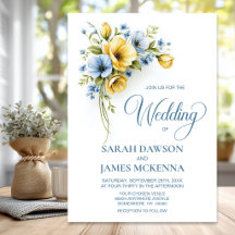 Elegante blaue und gelbe florale Hochzeit