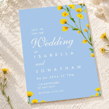 Elegante blaue und gelbe florale Wildblumen-Hochze