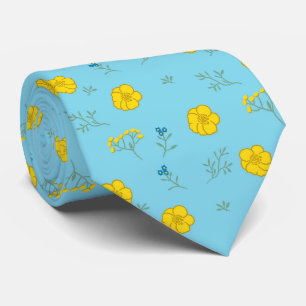Elegante blaue und gelbe Frühlingsblumen Krawatte