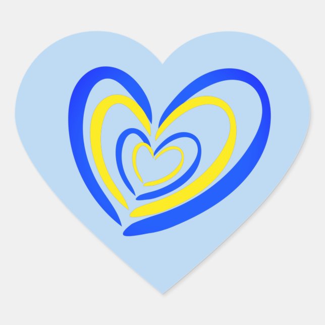 Elegante blaue und gelbe Herzen Ukraine Inspiratio Herz-Aufkleber (Vorderseite)