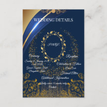 Elegante blaue und goldene Blumen-Hochzeits-Detail