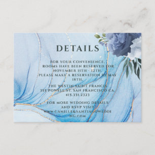 Elegante blaue und goldene Hochzeitseinlagekarte Begleitkarte